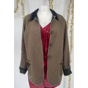 K.d.Spring Quilted Mixed Textile Jacket with Back Appliqué size M Funky